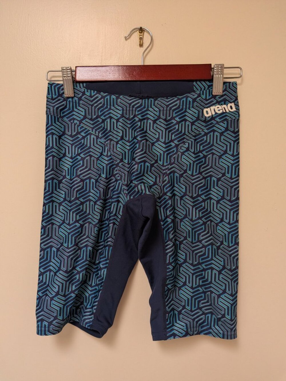 Arena Mens Jammer Size 28 Navy Blue Geometric